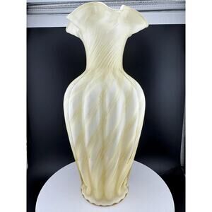 Vintage Yellow & White Swirl Fenton Vase